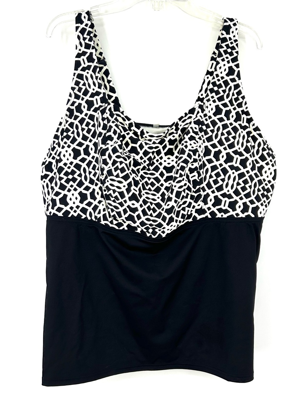 Lands End 18W DDD Square Neck Tankini Top Black White